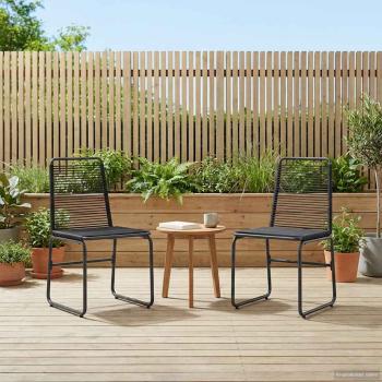 ARDEBO.de - Gartenstühle 2 stk. Schwarz Rattan