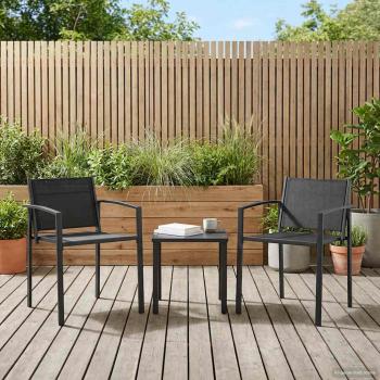 ARDEBO.de - Gartenstühle 2 stk. Schwarz und Anthrazit Textilen-Stoff