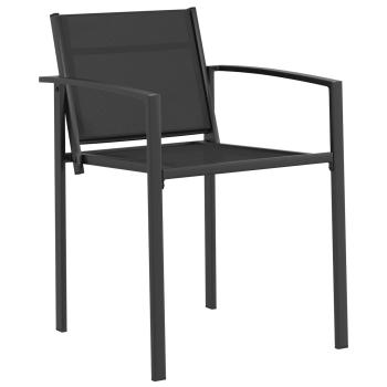 Gartenstühle 2 stk. Schwarz und Anthrazit Textilen-Stoff