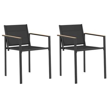Gartenstühle 2 stk. Schwarz und Anthrazit Textilen-Stoff