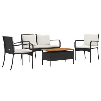 Garten Set Schwarz Poly-Rattan