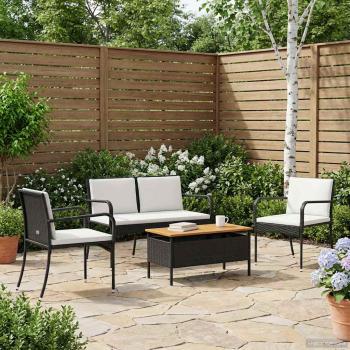 Garten Set Schwarz Poly-Rattan