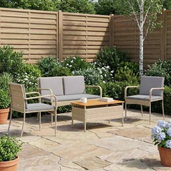 ARDEBO.de - Garten Set Beige Poly-Rattan