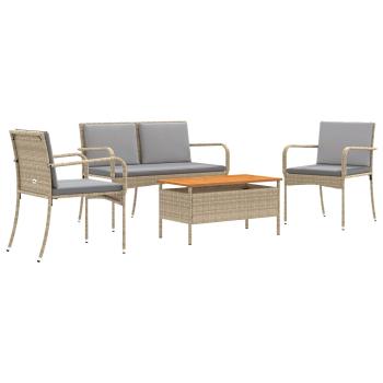 Garten Set Beige Poly-Rattan