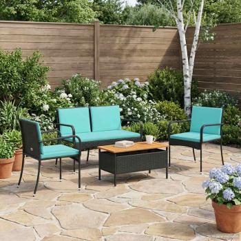 ARDEBO.de - Garten Set Schwarz Poly-Rattan