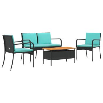 Garten Set Schwarz Poly-Rattan