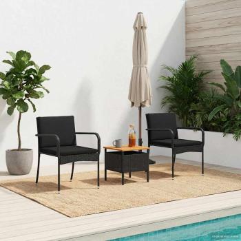 ARDEBO.de - Garten Set Schwarz Poly-Rattan