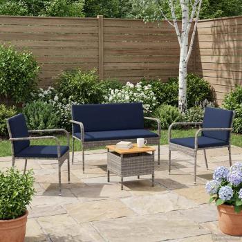 ARDEBO.de - Garten Set Grau Poly-Rattan