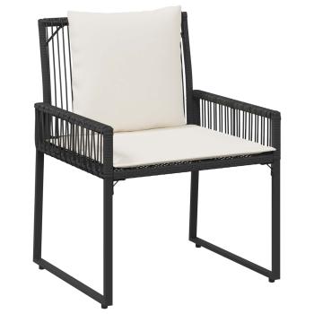 Gartenmöbel Set 4 Stk. Schwarz und Cremeweiß Poly-Rattan
