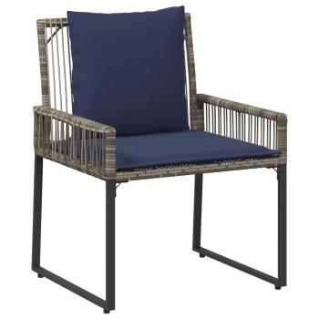 Gartenmöbel Set 9 stk. Grau und Marineblau Poly-Rattan