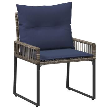 Gartenmöbel Set 7 stk. Grau und Marineblau Poly-Rattan