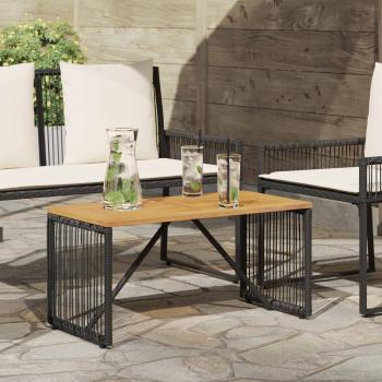 ARDEBO.de - Tisch für Outdoor Schwarz und Braun 80 x 40 x 40 cm Poly-Rattan