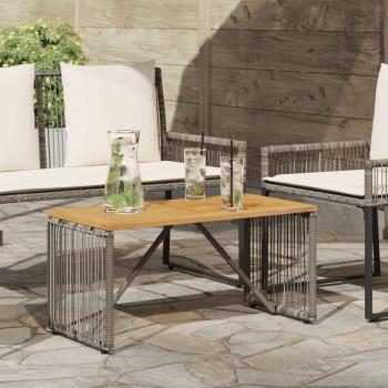 ARDEBO.de - Tisch für Outdoor Grau und Braun 80 x 40 x 40 cm Poly-Rattan