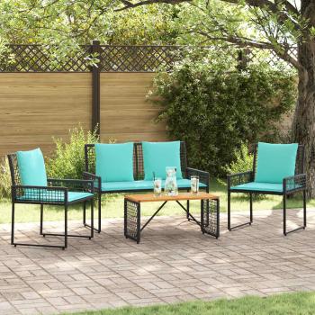ARDEBO.de - Gartenmöbel-Set 4 Stk. Schwarz und Türkis