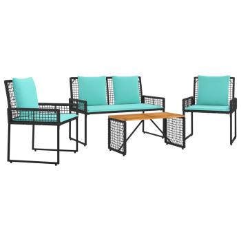 Gartenmöbel-Set 4 Stk. Schwarz und Türkis