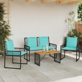 Gartenmöbel-Set 4 Stk. Schwarz und Türkis