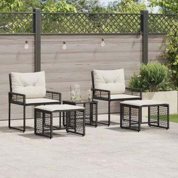ARDEBO.de - Gartenmöbel-Set 5 Stk. Schwarz und Weiß