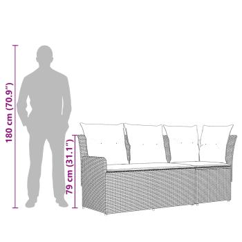 Gartenarmsessel mit Ecksofa 2 Stück Schwarz PE-Rattan
