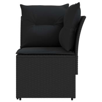 Gartenarmsessel mit Ecksofa 2 Stück Schwarz PE-Rattan