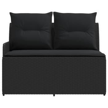 Gartenarmsessel mit Ecksofa 2 Stück Schwarz PE-Rattan