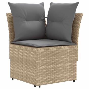 2 stk. Gartenarmsessel mit Ecksofa PE-Rattan Beige und Hellgrau