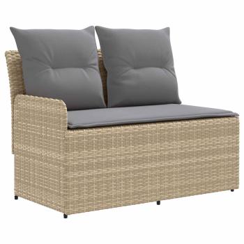 2 stk. Gartenarmsessel mit Ecksofa PE-Rattan Beige und Hellgrau