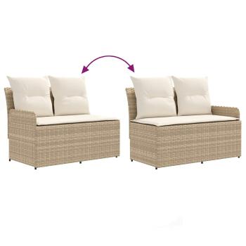 Gartenarmsessel mit Ecksofa 2 Stück Beige und Creme PE-Rattan