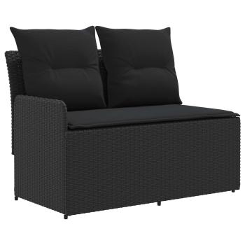 Garten Armlehnen Sofa mit Klapptisch 2 Stück Schwarz PE-Rattan