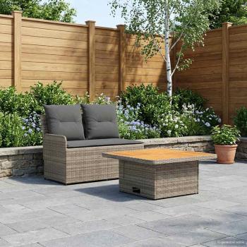 ARDEBO.de - Garten Armlehnen Sofa mit Klapptisch 2 Stück PE-Rattan