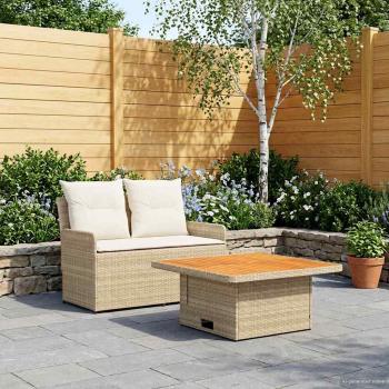 Garten Armlehnen Sofa mit Klapptisch 2 stk. 2-Sitzer PE-Rattan