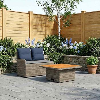 ARDEBO.de - Garten Armlehnen Sofa mit Klapptisch 2 Stück PE-Rattan
