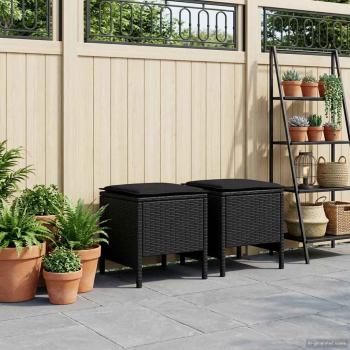 ARDEBO.de - 2 stk. Garten-Fußhocker PE-Rattan Schwarz