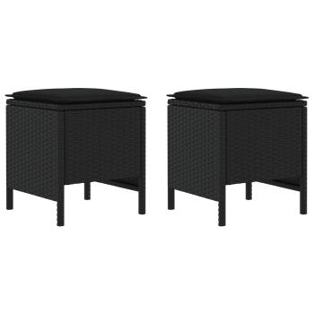 2 stk. Garten-Fußhocker PE-Rattan Schwarz