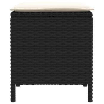 2 stk. Garten-Fußhocker PE-Rattan Schwarz und Creme
