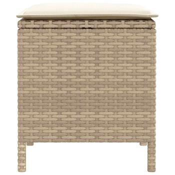 2 stk. Garten-Fußhocker PE-Rattan Beige und Creme