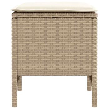 2 stk. Garten-Fußhocker PE-Rattan Beige und Creme