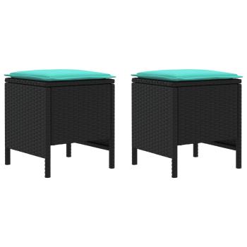 Garten-Fußhocker 2 Stück Schwarz und Türkis 38 x 38 x 45 cm