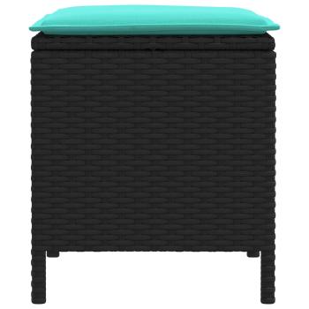 Garten-Fußhocker 2 Stück Schwarz und Türkis 38 x 38 x 45 cm