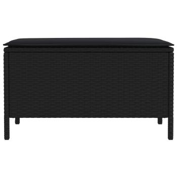 Garten-Fußhocker mit Kissen Schwarz 80 x 38 x 45 cm PE-Rattan