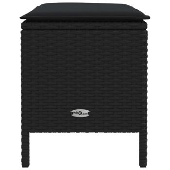 Garten-Fußhocker mit Kissen Schwarz 80 x 38 x 45 cm PE-Rattan