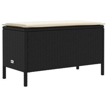 Garten-Fußhocker Schwarz und Creme 80 x 38 x 45 cm PE-Rattan