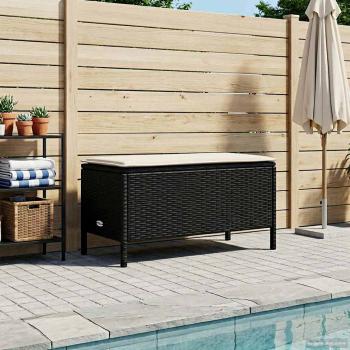 Garten-Fußhocker Schwarz und Creme 80 x 38 x 45 cm PE-Rattan