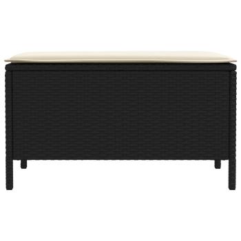 Garten-Fußhocker Schwarz und Creme 80 x 38 x 45 cm PE-Rattan