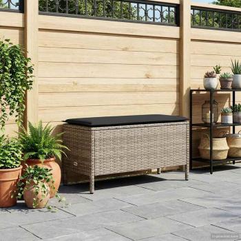 ARDEBO.de - Garten-Fußhocker Grau und Dunkelgrau 80 x 38 x 45 cm PE-Rattan