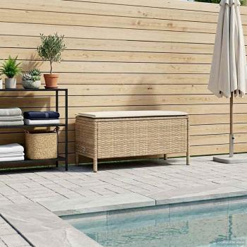 Garten-Fußhocker Beige und Creme 80 x 38 x 42 cm PE-Rattan