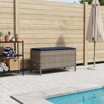 ARDEBO.de - Garten-Fußhocker Grau und Marineblau 80 x 38 x 42 cm PE-Rattan