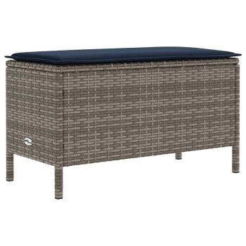 Garten-Fußhocker Grau und Marineblau 80 x 38 x 42 cm PE-Rattan