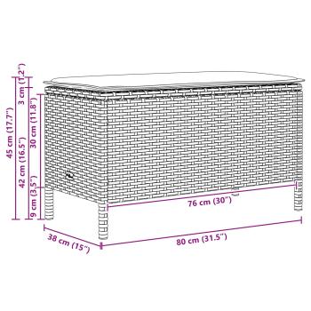 Garten-Fußhocker Grau und Marineblau 80 x 38 x 42 cm PE-Rattan