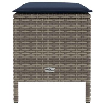 Garten-Fußhocker Grau und Marineblau 80 x 38 x 42 cm PE-Rattan