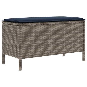 Garten-Fußhocker Grau und Marineblau 80 x 38 x 42 cm PE-Rattan